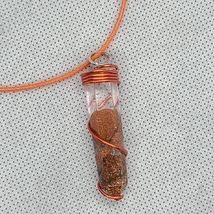 Handcrafted Gold Sandstone Crystal Pendant